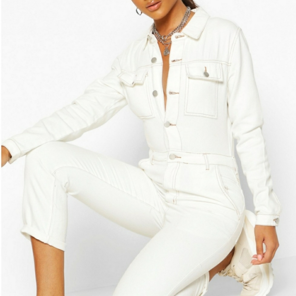 Boohoo Denim Boilersuit One Piece
